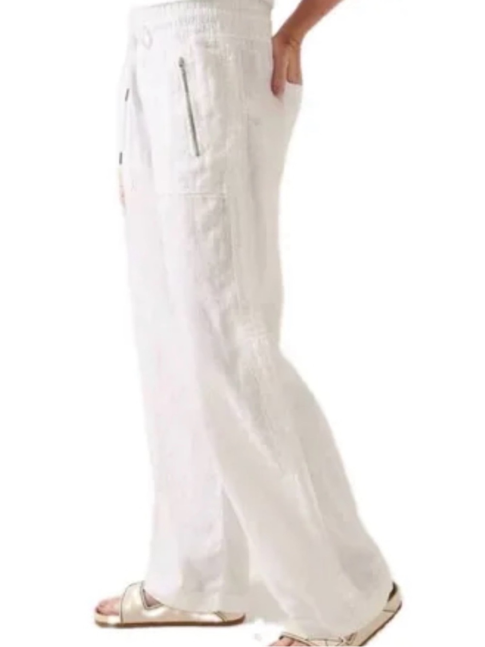 NWT Athleta Cabo Linen Wide Leg Pants White Calla Lily 4 Petite